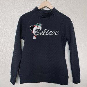 NWT Disney Parks Black “Believe” Christmas Pullover Top Sweater XS